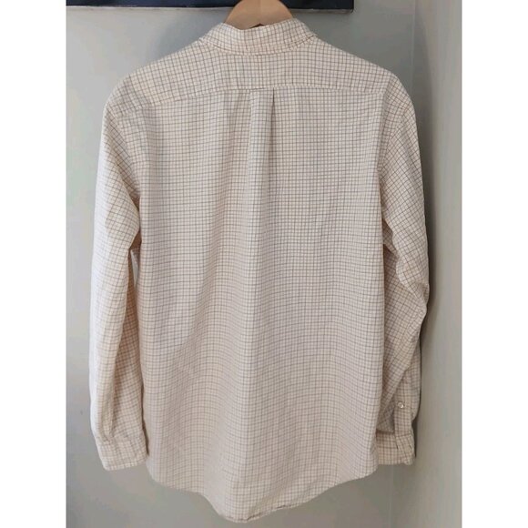 Ralph Lauren Classic Fit Button Down Shirt Size XL Tan Plaid Work Cotton - Picture 6 of 9